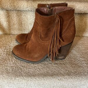 Sbicca Brown Suede Fringe Ankle Booties